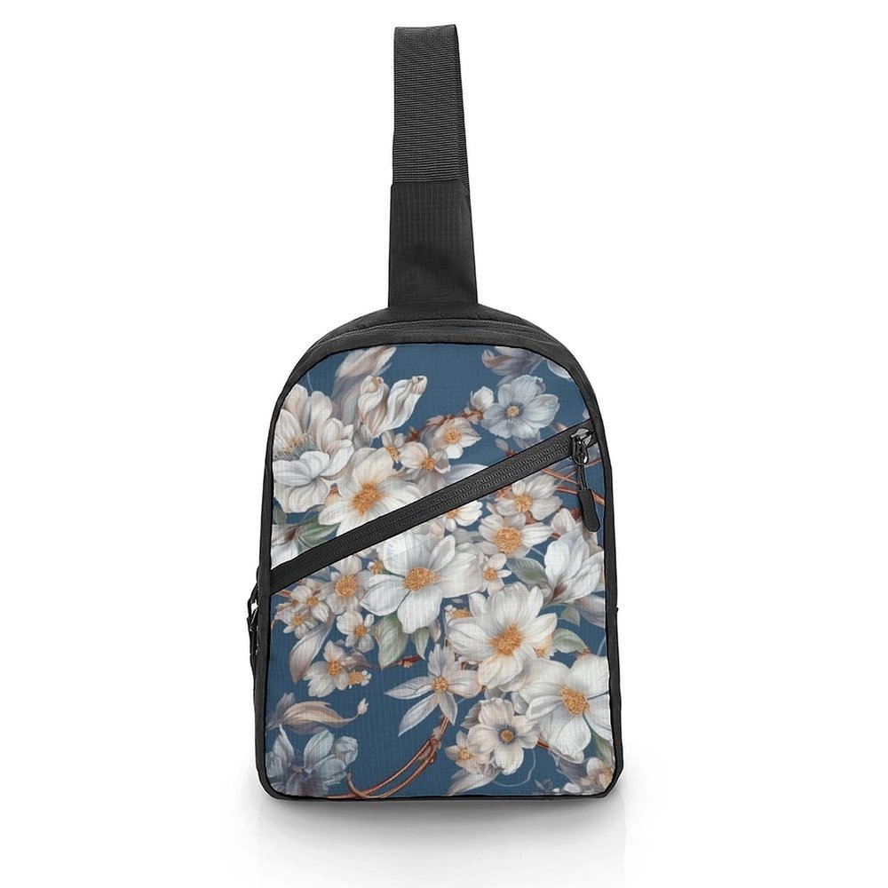 GFLFMXZW Many White Flowers Cross Chest Bag Crossbody Backpack for Women Men Sling Bag Travel Hiking Daypack