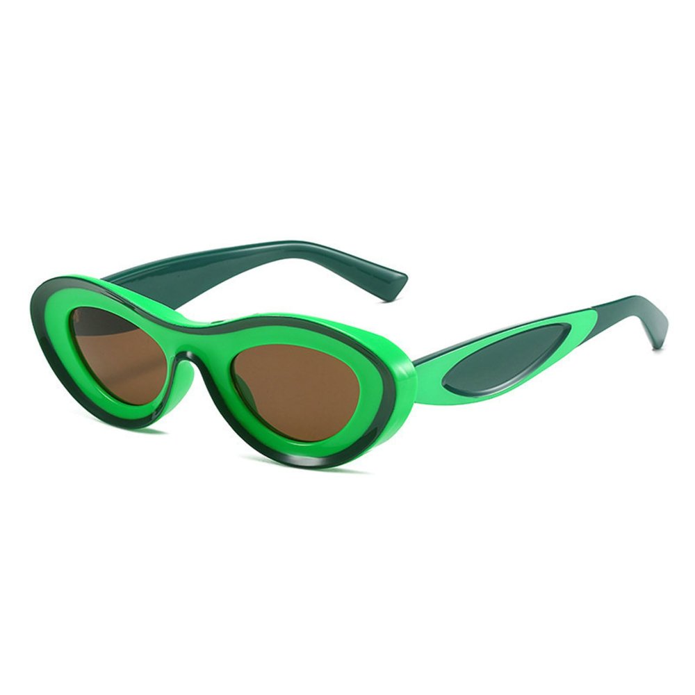Oval Sunglasses Women 2024 Stylish Multicolor Outdoor Shades Men Trendy Designer UV400 Protection Beach Eyewear N45 (green)