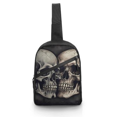 GFLFMXZW Skull Together Cross Chest Bag Crossbody Backpack for Women Men Sling Bag Travel Hiking Daypack