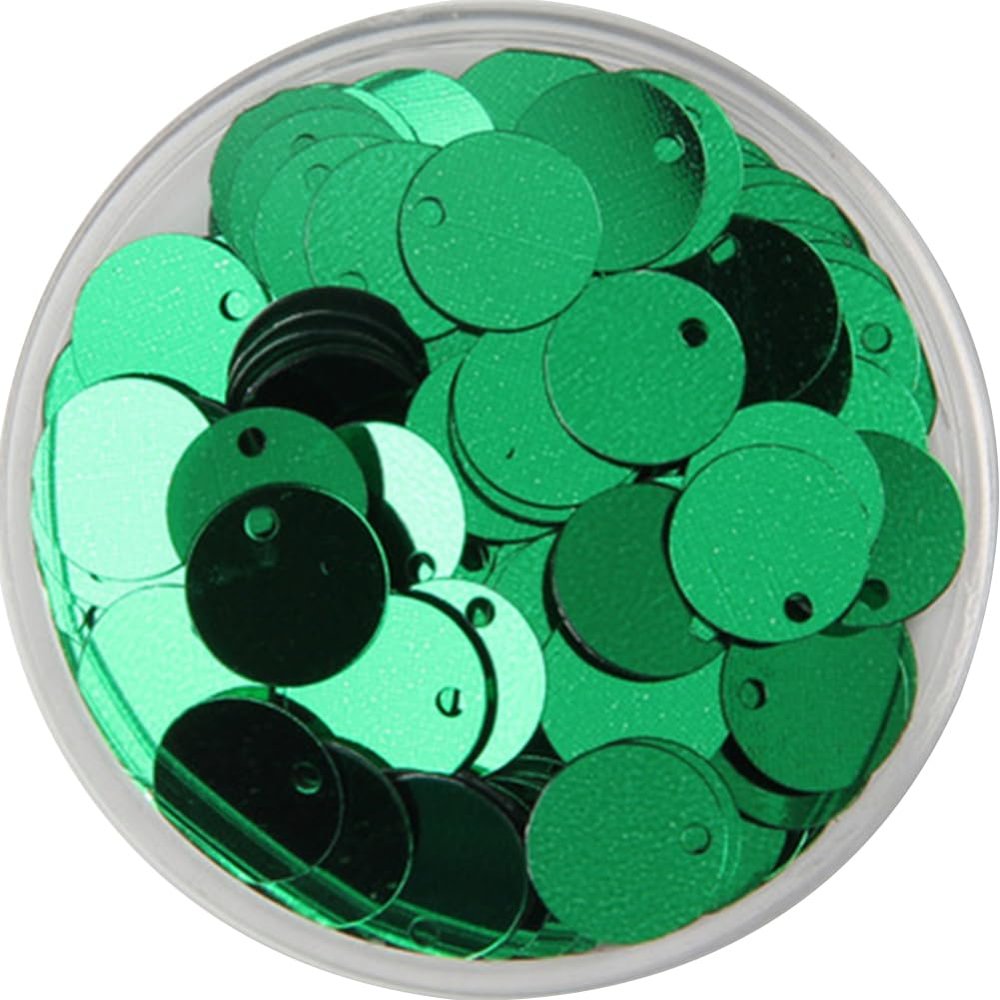Gumney 0.79in 100pcs Round Iridescent Bling Sequin, Flat Loose Bead Paillettes with Hole for DIY Craft Sewing Cloth, Green