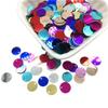 Gumney 0.79in 100pcs Round Iridescent Bling Sequin, Flat Loose Bead Paillettes with Hole for DIY Craft Sewing Cloth, Green view 2