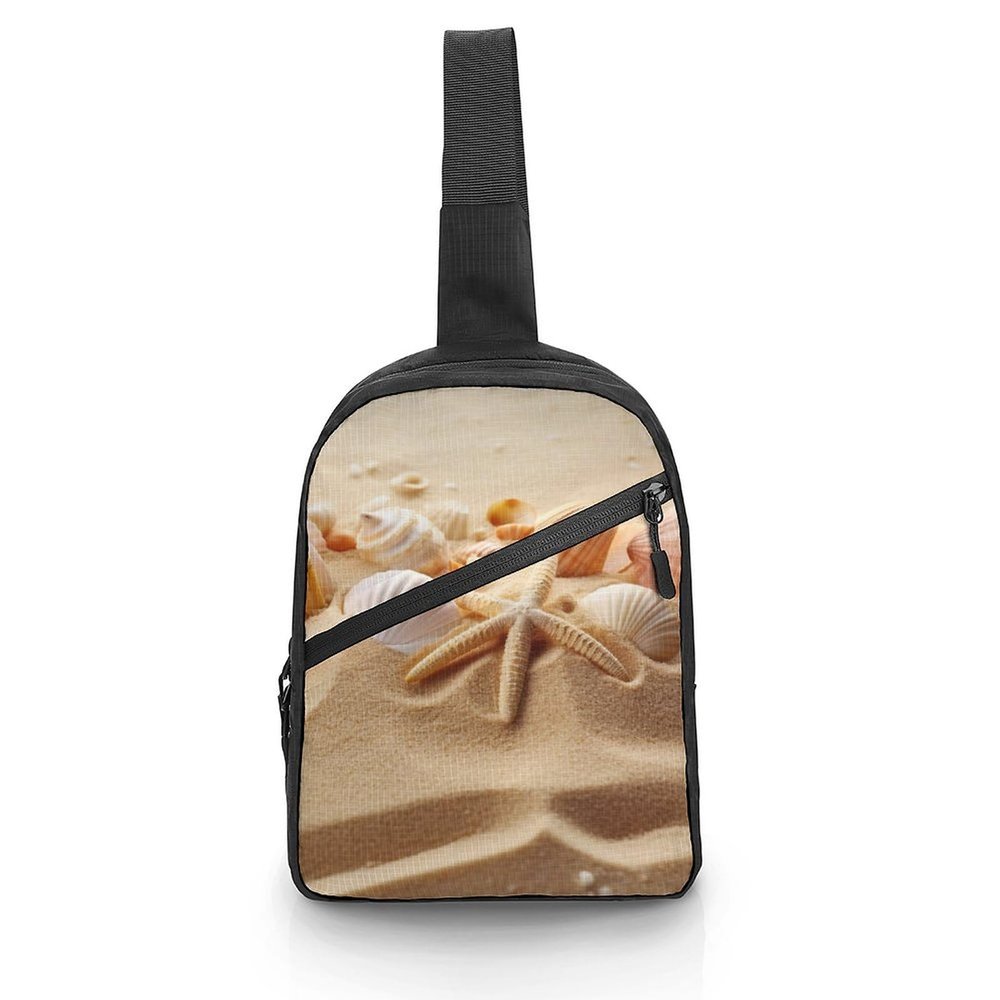 GFLFMXZW Beach Shell Sand Cross Chest Bag Crossbody Backpack for Women Men Sling Bag Travel Hiking Daypack
