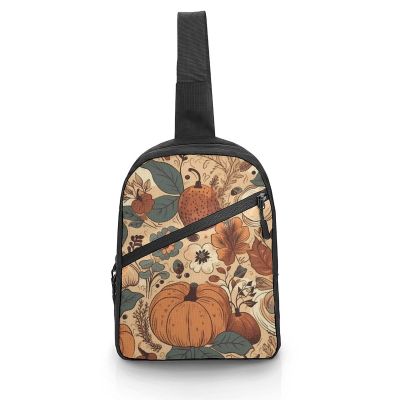 GFLFMXZW Pumpkins And Leaves Cross Chest Bag Crossbody Backpack for Women Men Sling Bag Travel Hiking Daypack