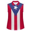 Puerto Rico Flag Women's Sleeveless Golf Tank Top V-Neck Athletic Polo-Shirts Workout 3XL view 1