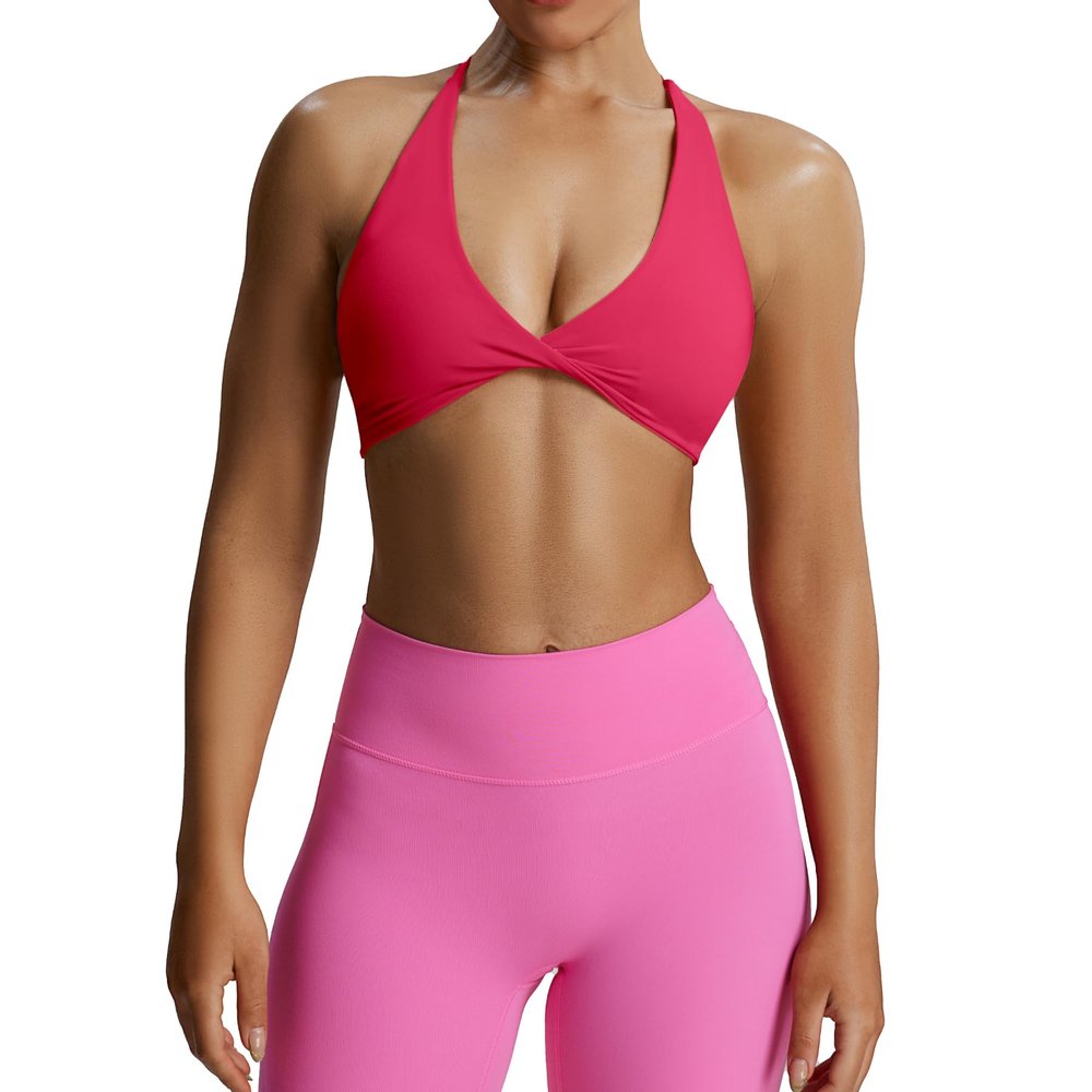 Aoxjox Women's Workout Sports Bras Fitness Metamorph Sienna Twist Bra Yoga Crop Tank (Love Potion, Large)