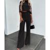 KAJXZ Casual Suits for Women,Womens Top Trousers Set Women Commuting Sets,Women's 2-piece Suit Wide-leg Pants Crop Top Set view 4