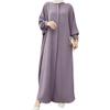 ABEHIK Muslim Dress for Women Abayas Dress Long Sleeve Pakistani Ramadan Kaftan Robe Full Cover Arabic Islamic Prayer Clothes Dubai Outfits Middle East Maxi Abaya Dresses Purple One Size view 1