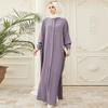 ABEHIK Muslim Dress for Women Abayas Dress Long Sleeve Pakistani Ramadan Kaftan Robe Full Cover Arabic Islamic Prayer Clothes Dubai Outfits Middle East Maxi Abaya Dresses Purple One Size view 2