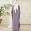 ABEHIK Muslim Dress for Women Abayas Dress Long Sleeve Pakistani Ramadan Kaftan Robe Full Cover Arabic Islamic Prayer Clothes Dubai Outfits Middle East Maxi Abaya Dresses Purple One Size view 3