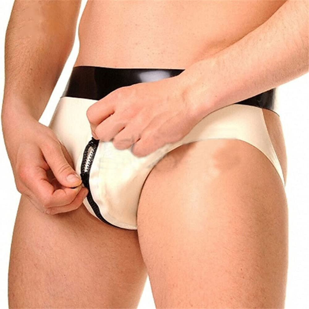 AiCc stylists Men Latex Briefs Shorts Rubber Tight Thong Underwear Rear hollow out Fetish (S)