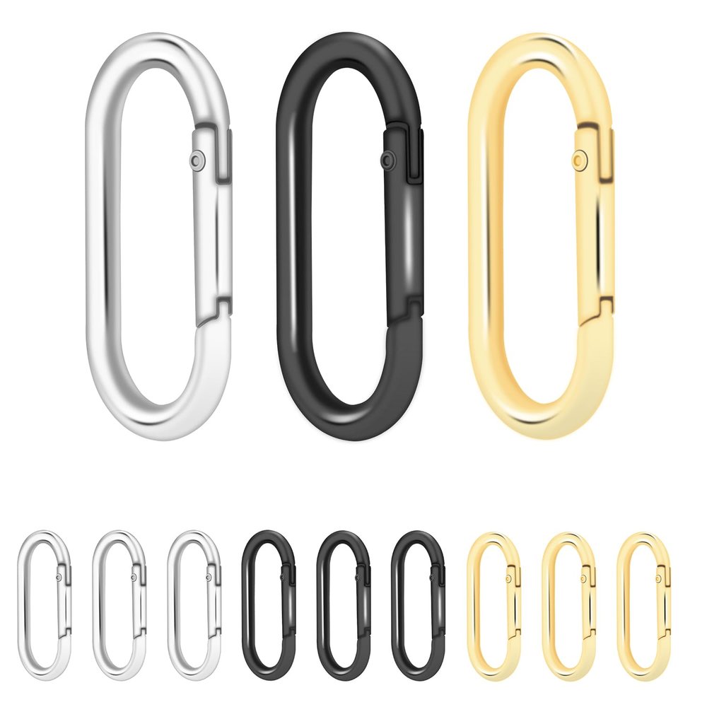 12Pack Oval Large Carabiner Clip, Metal Spring Snap Hooks Keyrings Clip for Paracord Keychain Lanyard, Car Key Rings, Pets Collar Buckles, Purse Keychain Replacement (Assorted)