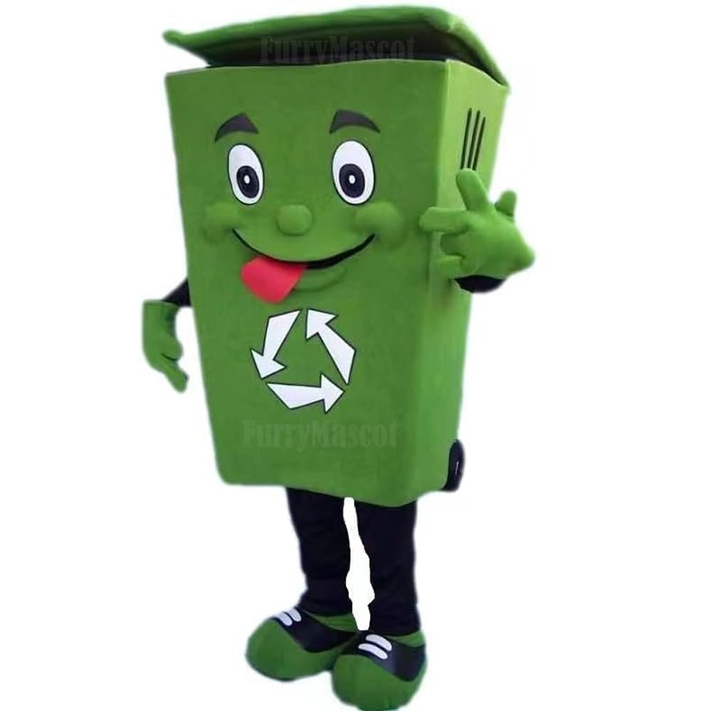 FurryMascot New Recycle Bin Mascot Costumes Trash Mascotte School Spirit Mascota, Large, Green