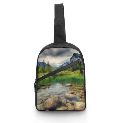 GFLFMXZW Clear Water Lake Cross Chest Bag Crossbody Backpack for Women Men Sling Bag Travel Hiking Daypack