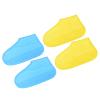 PATIKIL L Waterproof Silicone Shoe Covers, 2 Pairs Reusable Non-Slip Overshoes Rain Shoes Cover Protectors Galoshes for Outdoor Rain Snow, Blue Yellow view 1