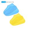 PATIKIL L Waterproof Silicone Shoe Covers, 2 Pairs Reusable Non-Slip Overshoes Rain Shoes Cover Protectors Galoshes for Outdoor Rain Snow, Blue Yellow view 3