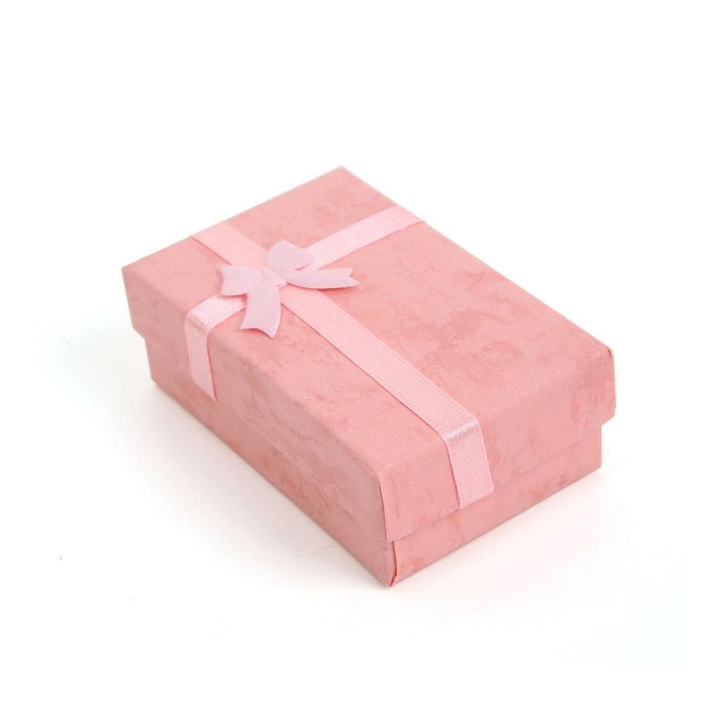 AKOAK 2 Pcs Jewelry Gift Box, Cardboard Paper Jewelry Boxes with Ribbon Bowknot for Display Earrings, Necklaces, Rings, Bracelets, Empty Gift Cases for Anniversaries, Weddings, Birthdays (Pink)