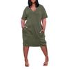 Plus Size Dresses for Curvy Women Oversize T Shirt Midi Dress Loose Short Sleeve V Neck Beach Dress Casual Tshirt Dress Lounge Elegant Trendy Summer Dress Womens Comfy Going Out Dress Maternity Dress view 2