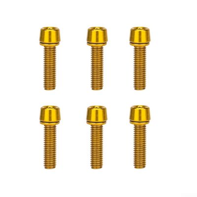6pcs Bicycle Stem Bolts, Stainless steel M5 * 18Mm Bolts Screw For Bike Handlebar Installation(Yellow)