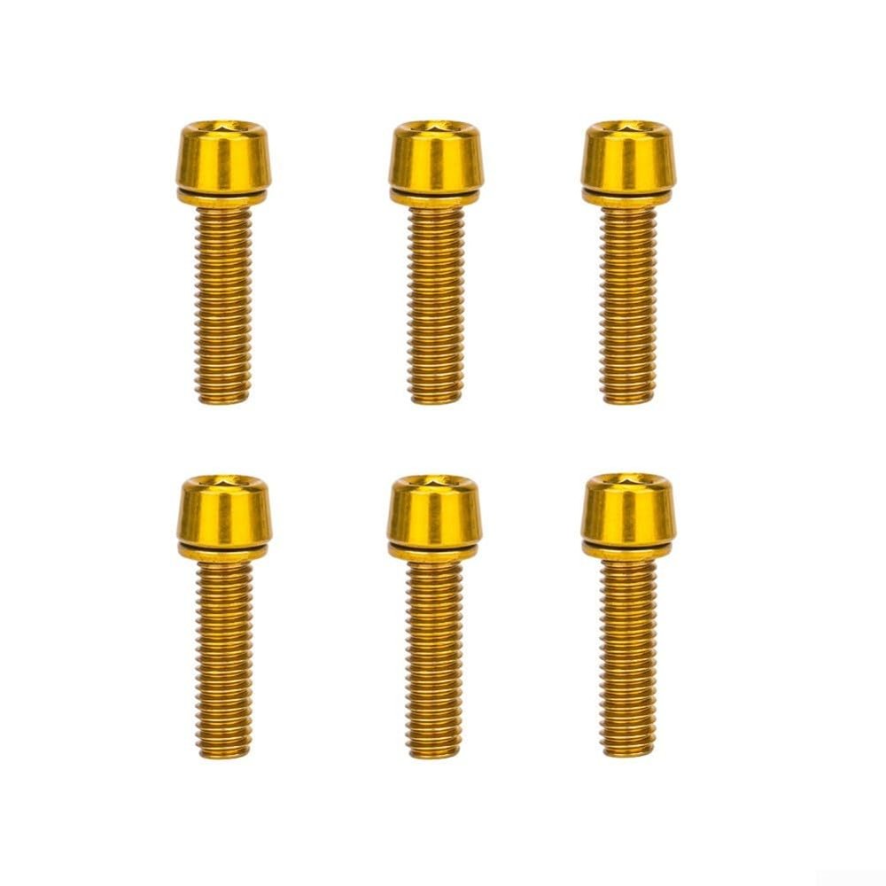 6pcs Bicycle Stem Bolts, Stainless steel M5 * 18Mm Bolts Screw For Bike Handlebar Installation(Yellow)
