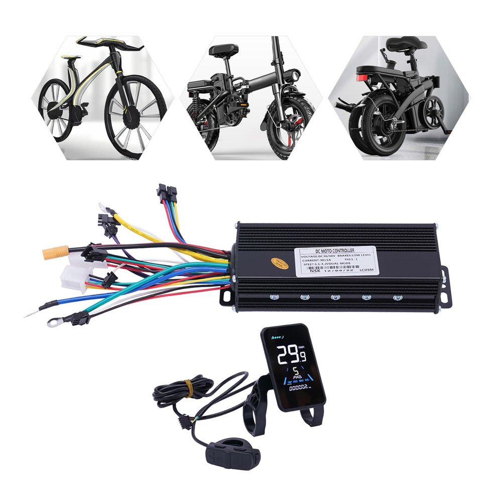 36V 48V 750W-1200W Electric Bicycle Brushless Controller Kit E-Bicycle Brushless Controller with LCD Display Color Screen Kit Electric Bicycle Motor Controller for Electric Scooter E-Bike (Black, 48V)
