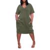 Plus Size Dresses for Curvy Women Oversize T Shirt Midi Dress Loose Short Sleeve V Neck Beach Dress Casual Tshirt Dress Trendy Lounge Elegant Summer Dress Womens Comfy Party Dress Plus Size Dress view 2