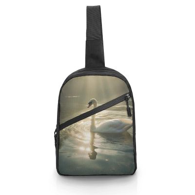GFLFMXZW Swan in Water Cross Chest Bag Crossbody Backpack for Women Men Sling Bag Travel Hiking Daypack