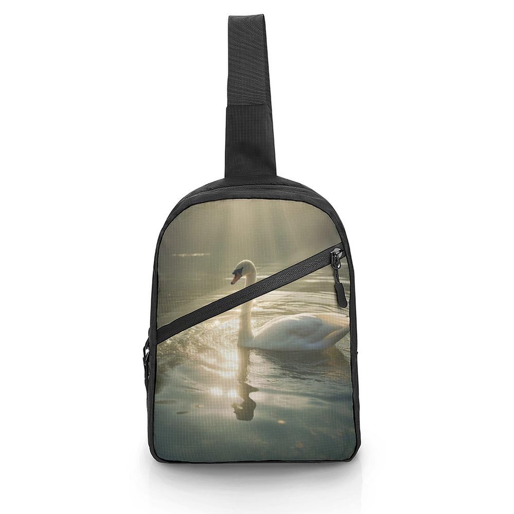 GFLFMXZW Swan in Water Cross Chest Bag Crossbody Backpack for Women Men Sling Bag Travel Hiking Daypack