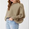 Girls Oversized Sweater Kids Fashion Batwing Sleeve Ribbed Knit Pullover Tops 5-14 Years Khaki view 2