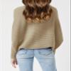 Girls Oversized Sweater Kids Fashion Batwing Sleeve Ribbed Knit Pullover Tops 5-14 Years Khaki view 3