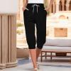 Womens Yoga Capris 2024 Casual Cropped Jogger Running Pants Lightweight Workout Outdoor Athletic Track Travel Lounge Pants Black view 2