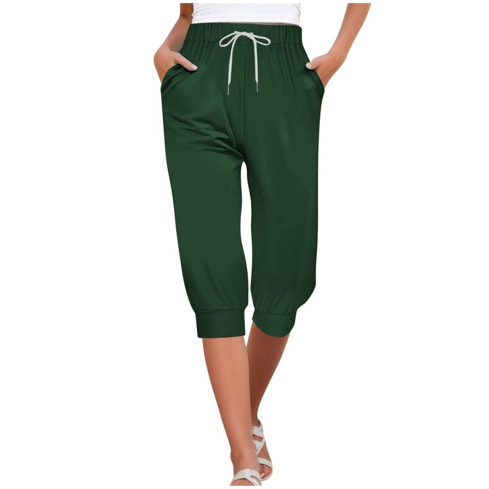 Womens Yoga Capris 2024 Casual Cropped Jogger Running Pants Lightweight Workout Outdoor Athletic Track Travel Lounge Pants