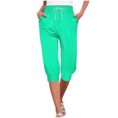 Womens Yoga Capris 2024 Casual Cropped Jogger Running Pants Lightweight Workout Outdoor Athletic Track Travel Lounge Pants