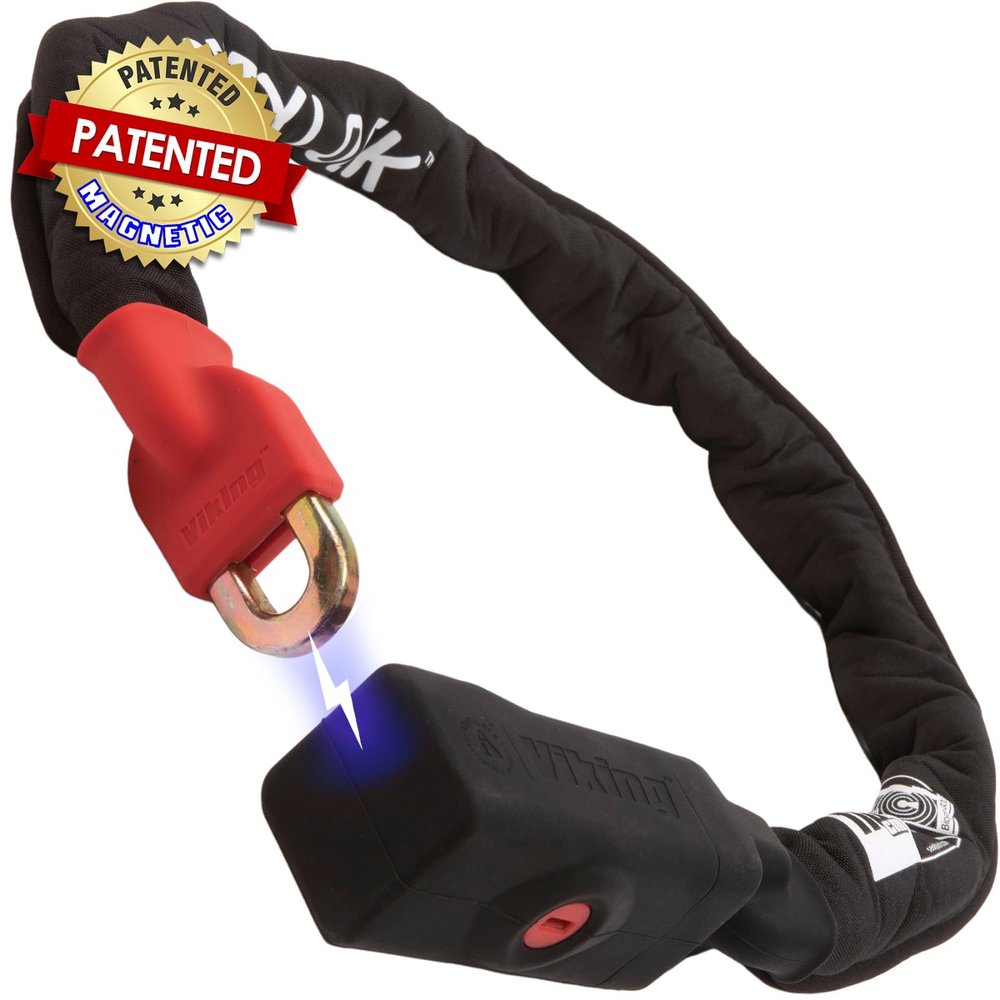 Seatylock Viking Bike Chain Lock with Key - Magnetic Patented Sold Secure Gold Rated - Heavy Duty Anti Theft - Smart Ultra Security Bicycle Lock (43.3 Inch, Heavy Duty Gold Rated)