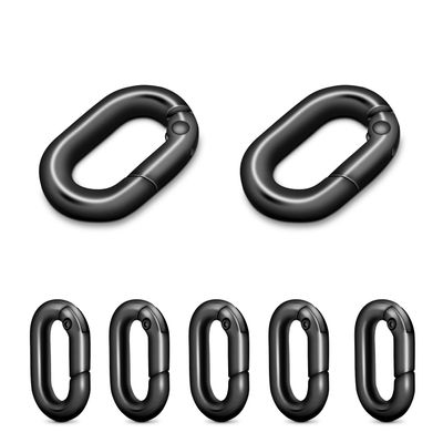 10Pack 5/8 Inch Small Oval Carabiner, Metal Spring Tiny Carabiner Clips for Paracord Keychain Lanyard, Car Key Rings, Dog Tag Clip, Pets Collar Buckles, Purse Keychain Replacement (GunBlack)