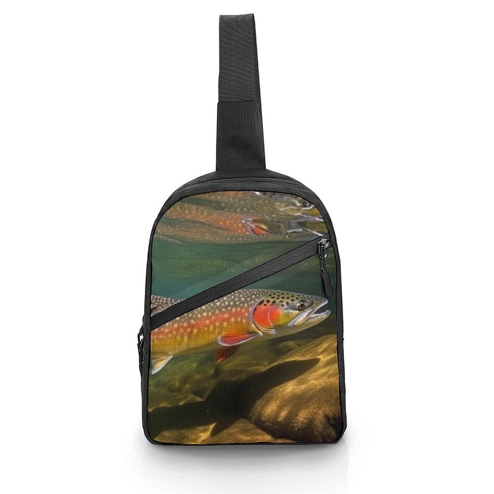 GFLFMXZW Brook Trout Fly Fishing Cross Chest Bag Crossbody Backpack for Women Men Sling Bag Travel Hiking Daypack