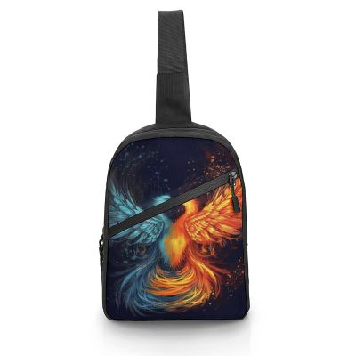 GFLFMXZW Fire And Water Phoenix Cross Chest Bag Crossbody Backpack for Women Men Sling Bag Travel Hiking Daypack