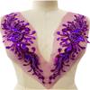 HangFuture Multicolour Heavy-Beading Hand-Sewn Drill Mesh Sequins Embroidery Lace Clothing Accessories (4.72 * 15.35IN)(Purple) view 1