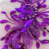 HangFuture Multicolour Heavy-Beading Hand-Sewn Drill Mesh Sequins Embroidery Lace Clothing Accessories (4.72 * 15.35IN)(Purple) view 2