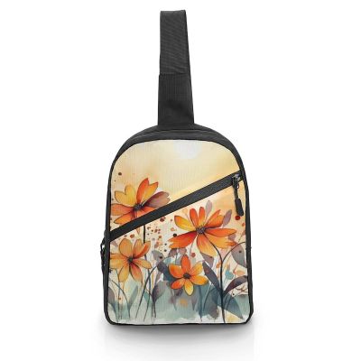 GFLFMXZW Watercolor Flowers with Leaves Cross Chest Bag Crossbody Backpack for Women Men Sling Bag Travel Hiking Daypack