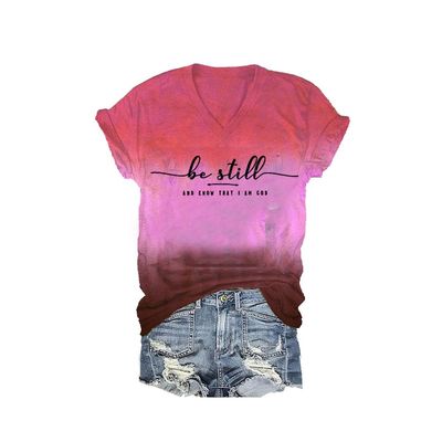 MOGUI Be Still and Know That I Am God Sweatshirt Be Still and Know Shirt Christian Shirts Casual V Neck Tops Christian Funny T Shirt Vintage Top Pink, Small