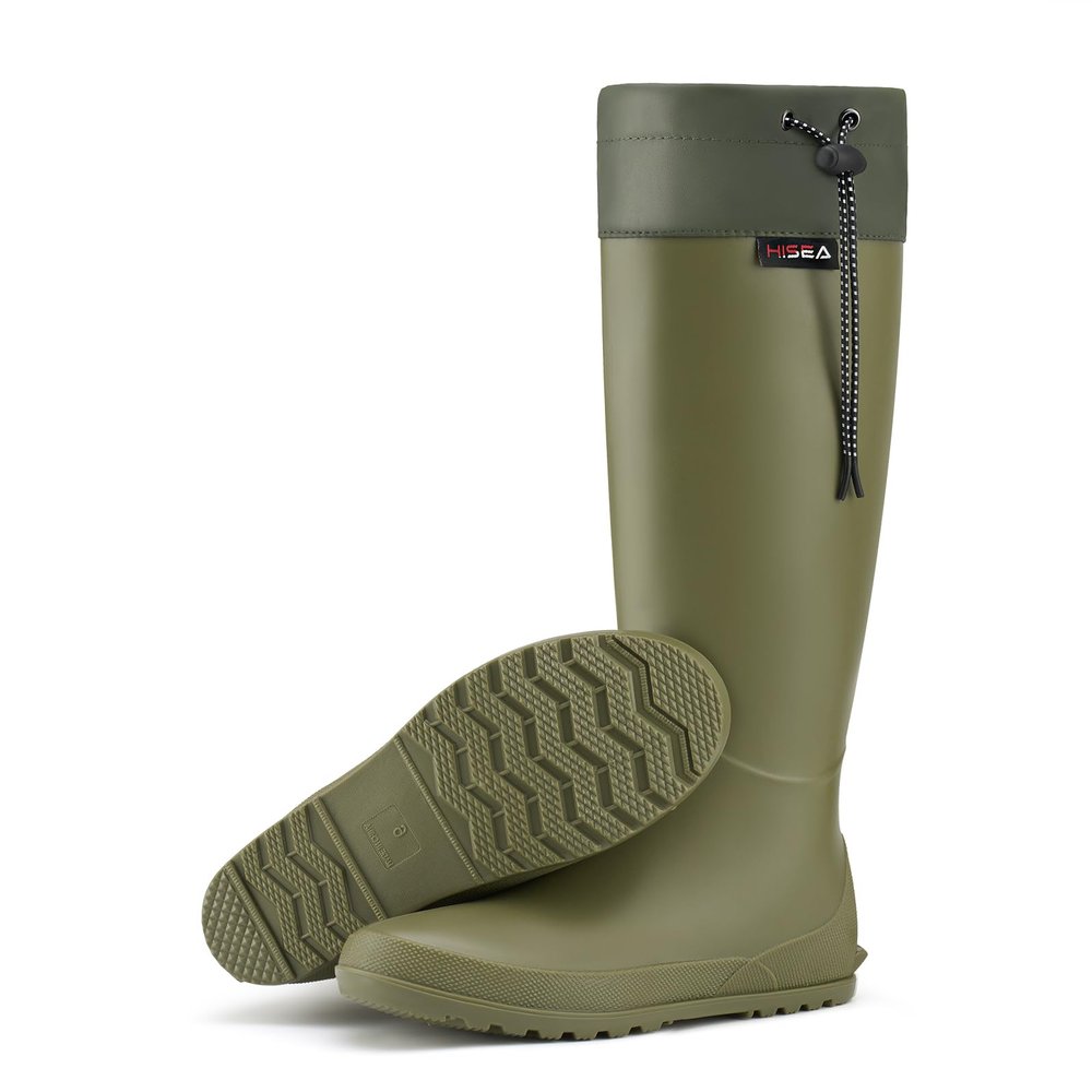 HISEA Women's Rain Boots Knee High Waterproof Packable Rubber Garden Boots, Lightweight Tall Mud Boots for Outdoor