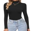 Ekouaer Women's Turtleneck Shirts Long Sleeve Soft Lightweight Fitted Mock Thermal Base Layer Tops Black M view 1
