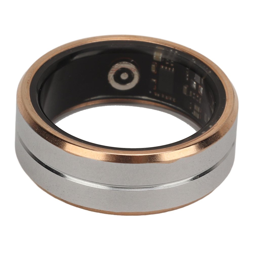 Denash Smart Ring Health Tracker,Ceramic Stainless Steel Pressure Heart Rate Monitor Fitness Ring,Camera Control Sleep Tracking Wearable Compatible with iOS & Android (Size 8)