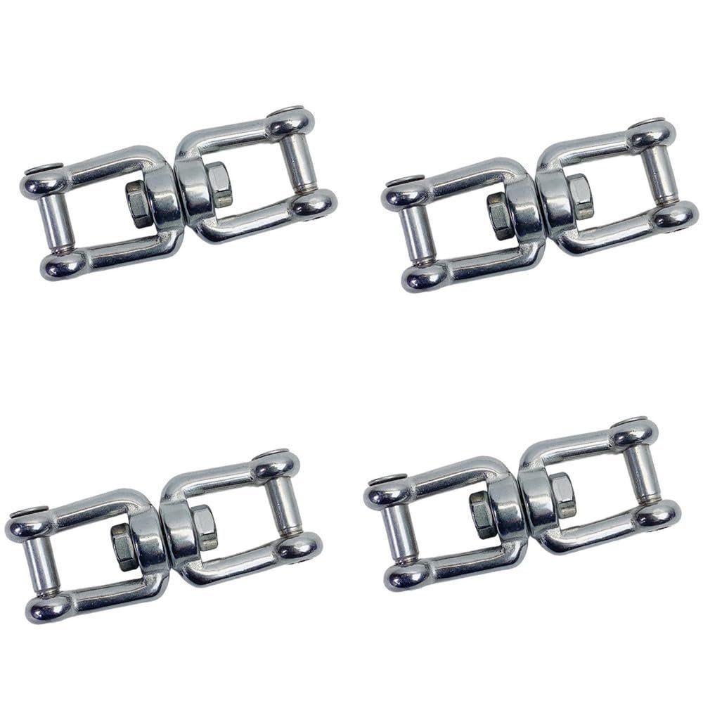Prolinemax 4 Pcs Stainless Steel 5/16" JAW JAW Swivel Shackle Anchor Connector Flush Pin
