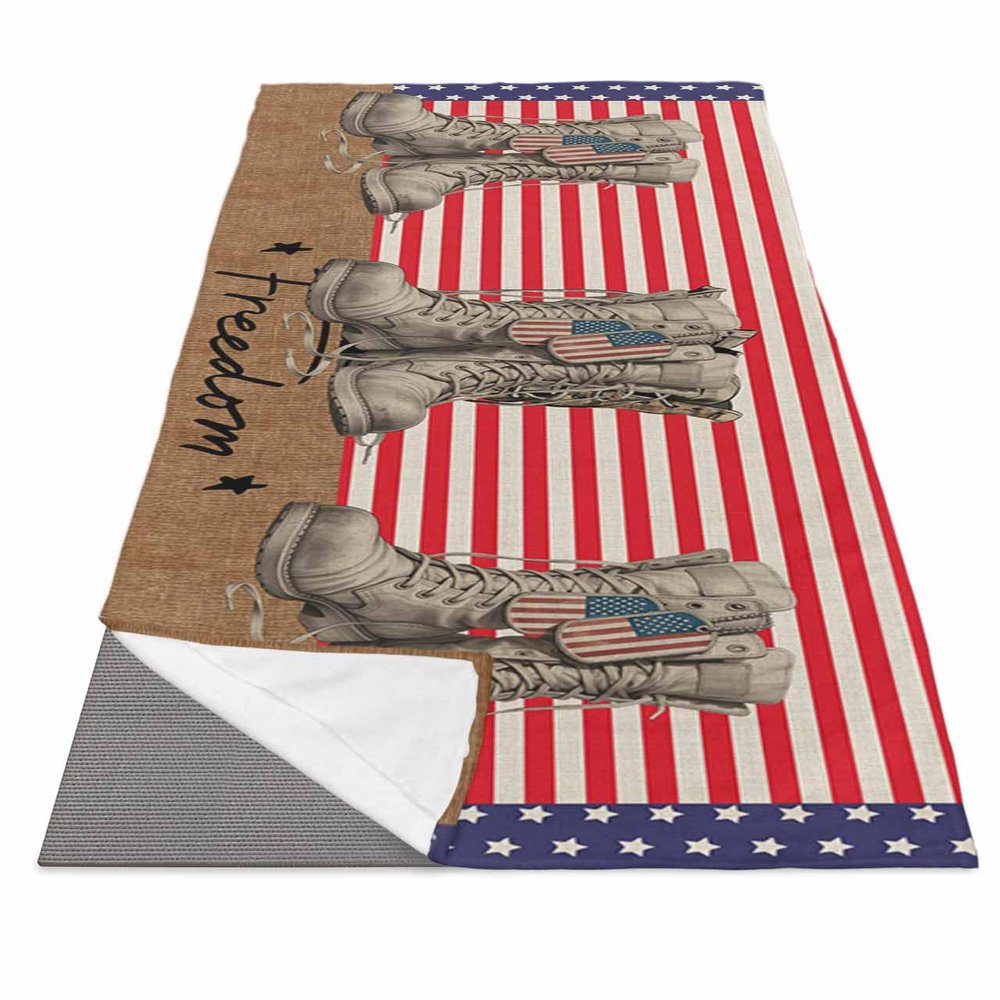 Futuregrace Yoga Towel with Corner Pockets Independence Day Boots On Stars and Red Stripes Freedom Sweat Absorbent Lightweight Hot Yoga Towels 26"x70" Soft Yoga Blanket for Gym Fitness Workout