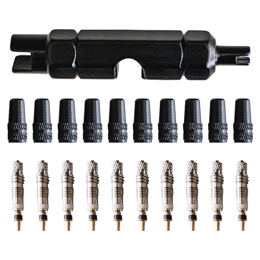 Mitoydoe Presta Valve Core,Anodized Alloy Presta Valve Caps for Tubeless Road & MTB Bike Works w/Stan's, Vittoria, Continental, No-Leak Replacement Presta and Valve Cor B