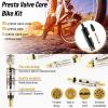 Mitoydoe Presta Valve Core,Anodized Alloy Presta Valve Caps for Tubeless Road & MTB Bike Works w/Stan's, Vittoria, Continental, No-Leak Replacement Presta and Valve Cor B view 2
