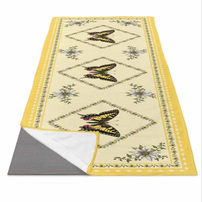 Futuregrace Yoga Towel with Corner Pockets Butterfly Daisy Flowers Yellow Border Sweat Absorbent Lightweight Hot Yoga Towels 26"x74" Soft Yoga Blanket for Gym Fitness Workout