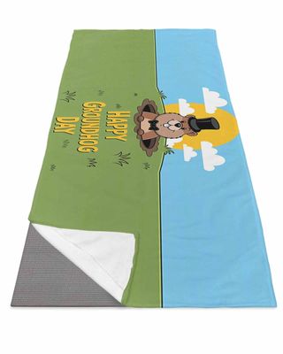 Futuregrace Yoga Towel with Corner Pockets Happy Groundhog Day Funny Groundhog Sweat Absorbent Lightweight Hot Yoga Towels 26"x70" Soft Yoga Blanket for Gym Fitness Workout