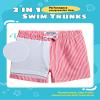 maamgic Boys Swim Trunks with Compression Liner Toddler Stretch Swim Shorts Quick Dry Swimming Trunks Boxer Brief 2 in 1 Beach Shorts Red Stripe 5/6 view 3